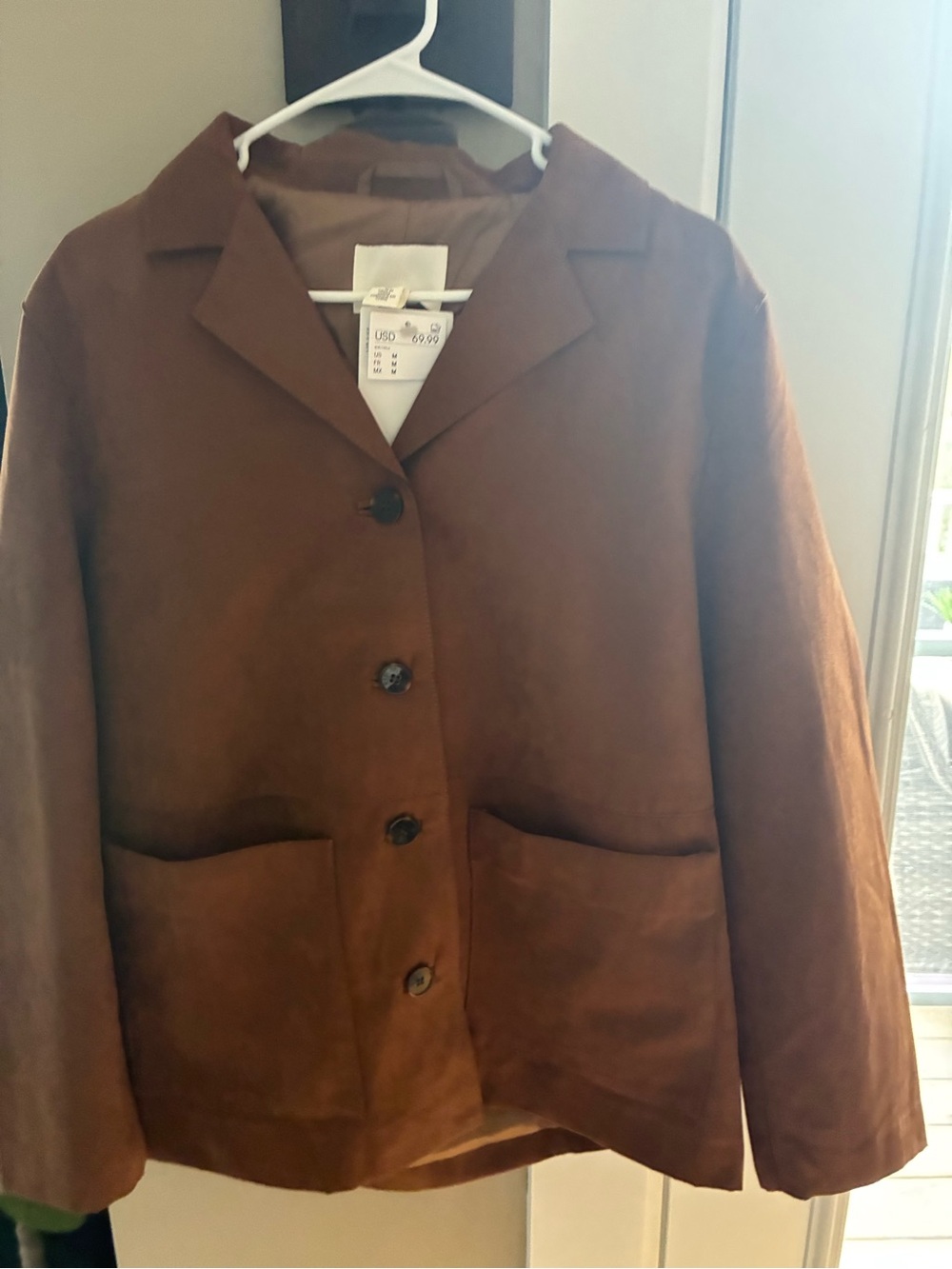 H&M Chestnut Brown Button-Front Blazer Jacket